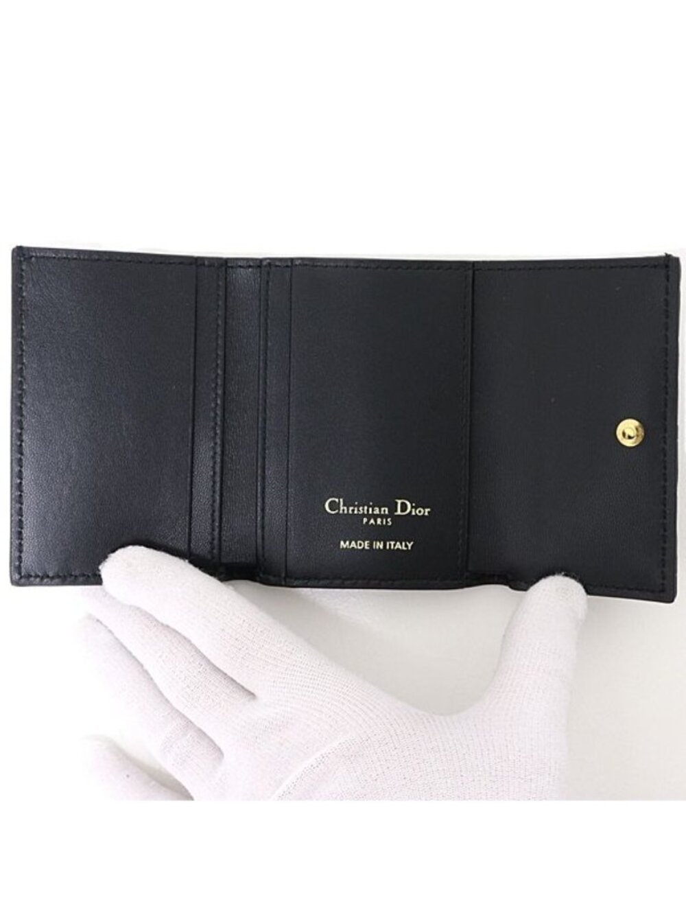Dior Caro Veronia Wallet Trifold Mini Cannage Calfskin Black - Picture 3 of 6